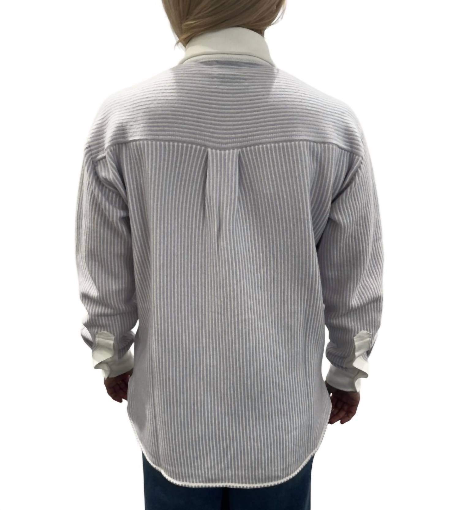 Barrie Striped Long Sleeve Overshirt in stripes chakra cruise niveous - women's shirt - detail view