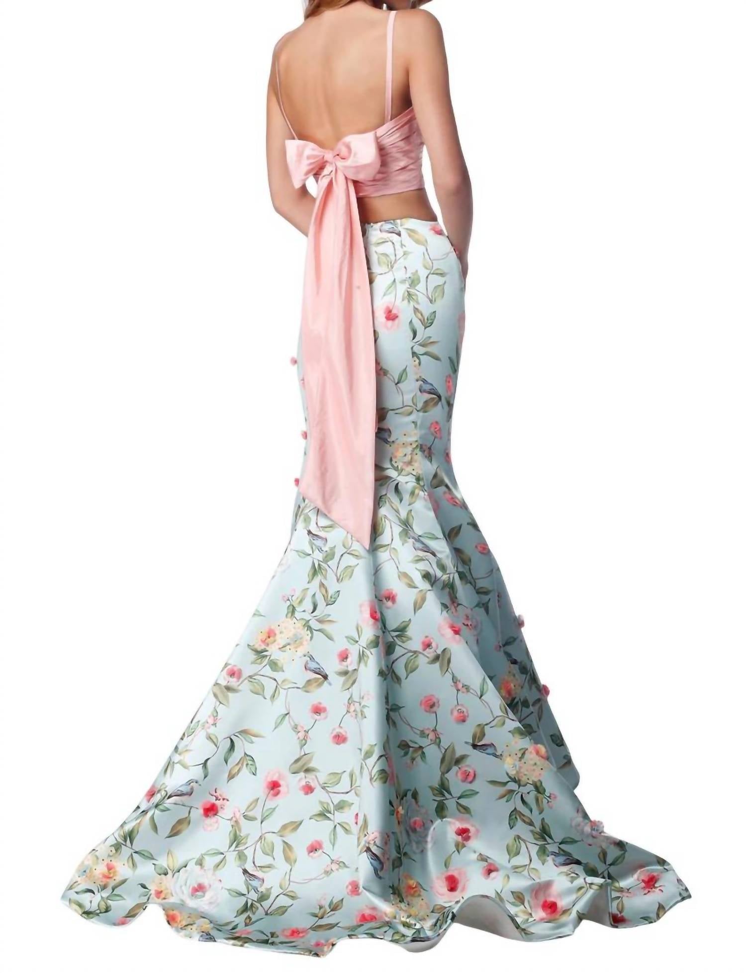Sherri Hill - Satin Two-Piece Cross Bodice Casual Dress