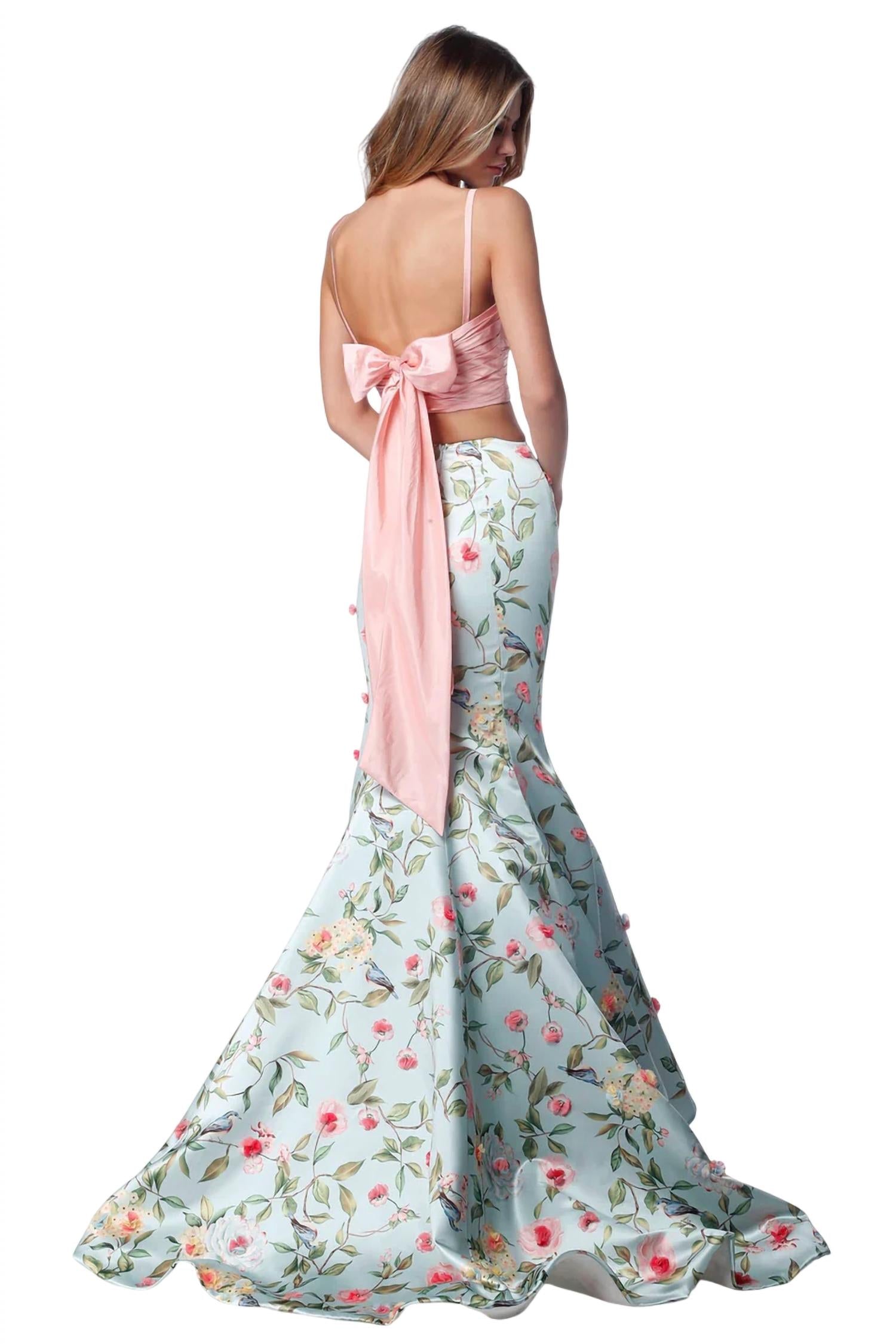 Sherri Hill - Satin Two-Piece Cross Bodice Casual Dress