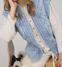 Blu Pepper Quilted Vest in washed denim - women's jacket - alternate view