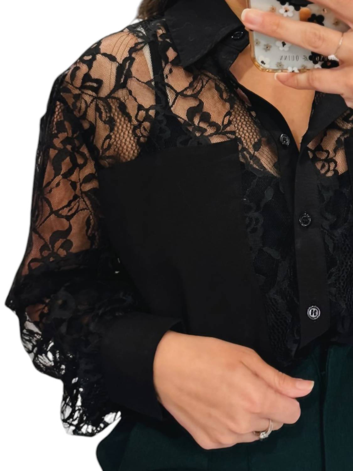 Lalavon - Lace Button Down Top Sweeter