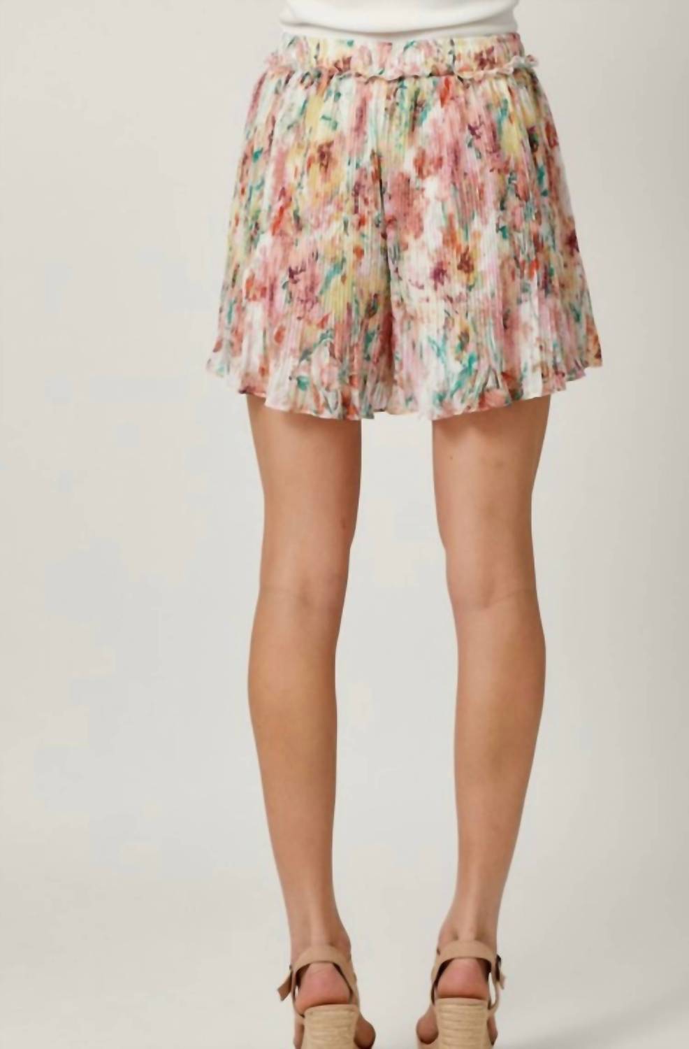 Mystree - Pleated Chiffon Shorts