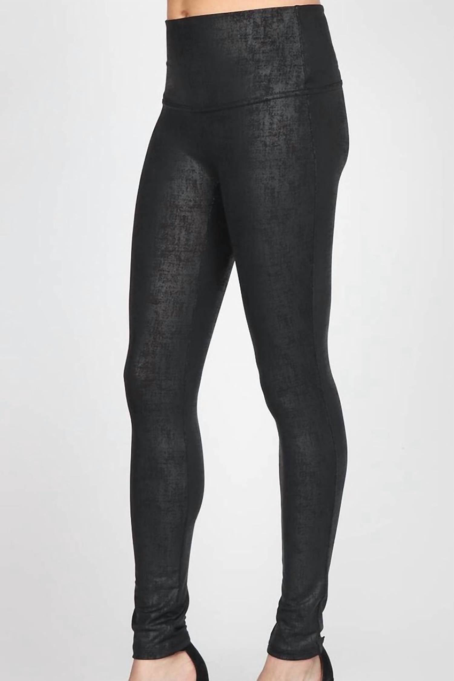 M.RENA Women's Leatherette Distressed Legging in black - women's pants