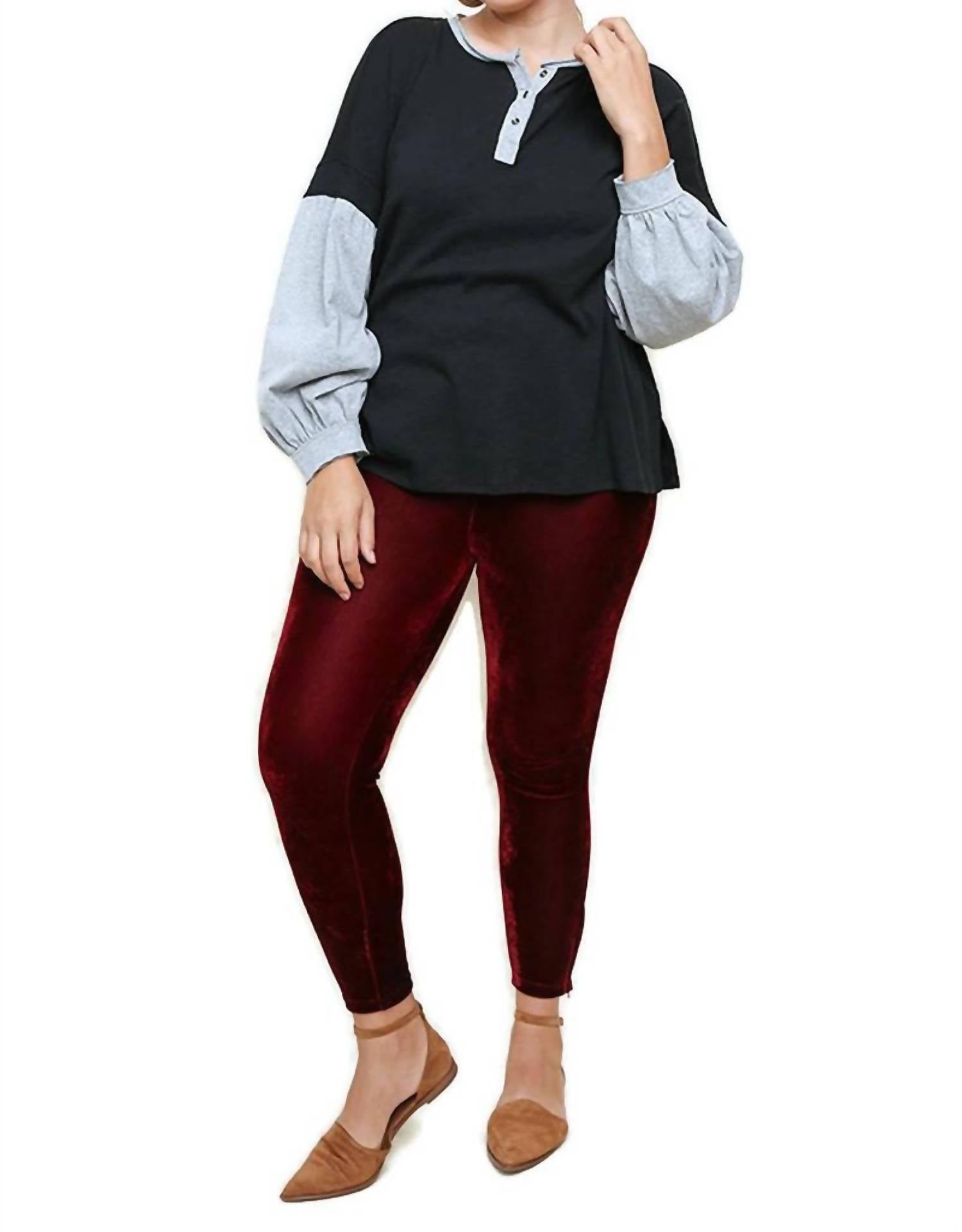 Umgee - Henley Color Block Top