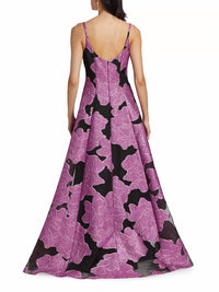 Ml Monique Lhuillier - Mariele Metallic Floral Jacquard Gown
