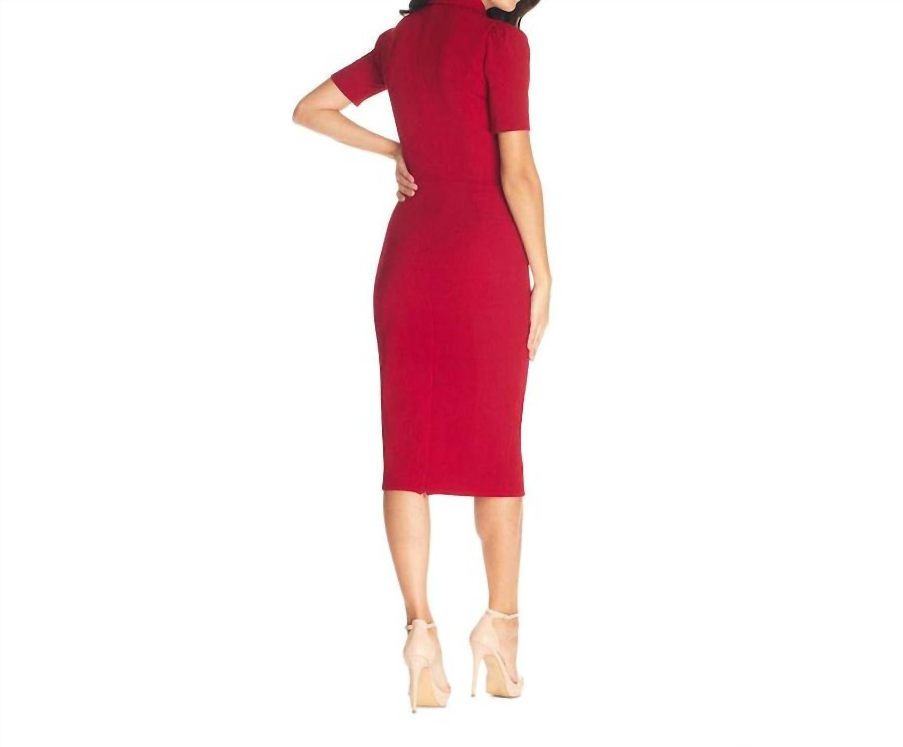 Dress The Population - Gloria Front Zip Sheath Midi Dress