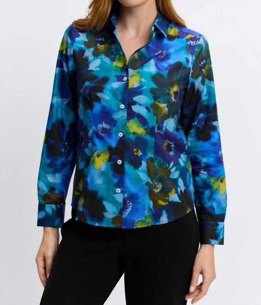 Foxcroft - June Painterly Floral Blouse