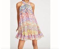 Amur - Estfan Pleated Ruffled Printed Crepe de Chine Mini Dress
