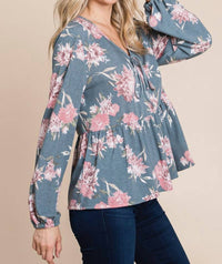 Emerald Collection - Floral Babydoll Top - Plus