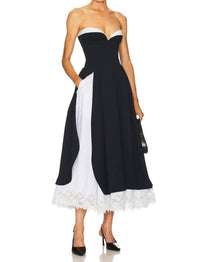 Helsa - The Finale Midi Dress With Lace & Poplin