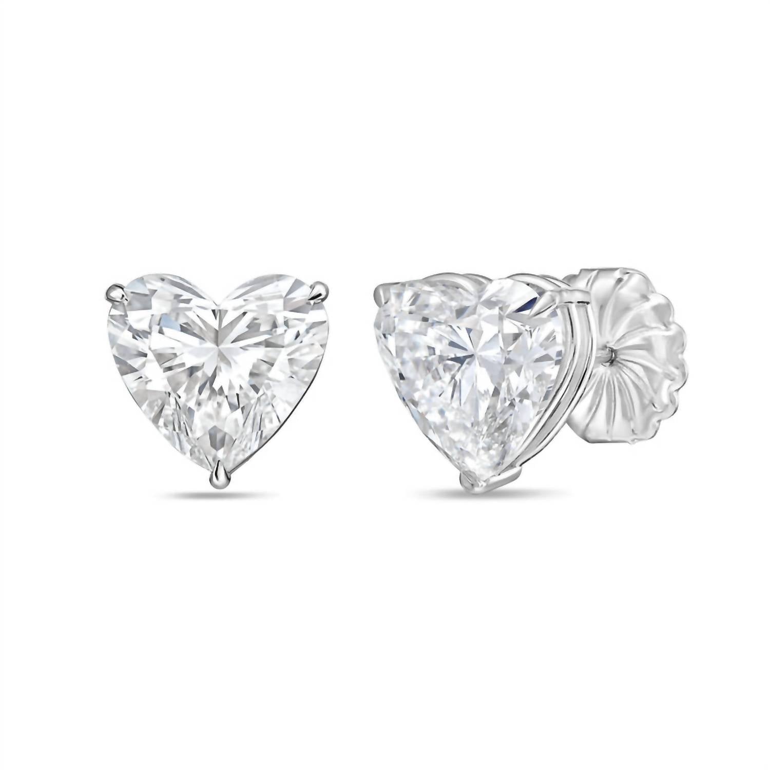 Diana M Jewels - Women's Heart Lab-grown Diamond Stud Earrings (3.00 Tcw) - Signature
