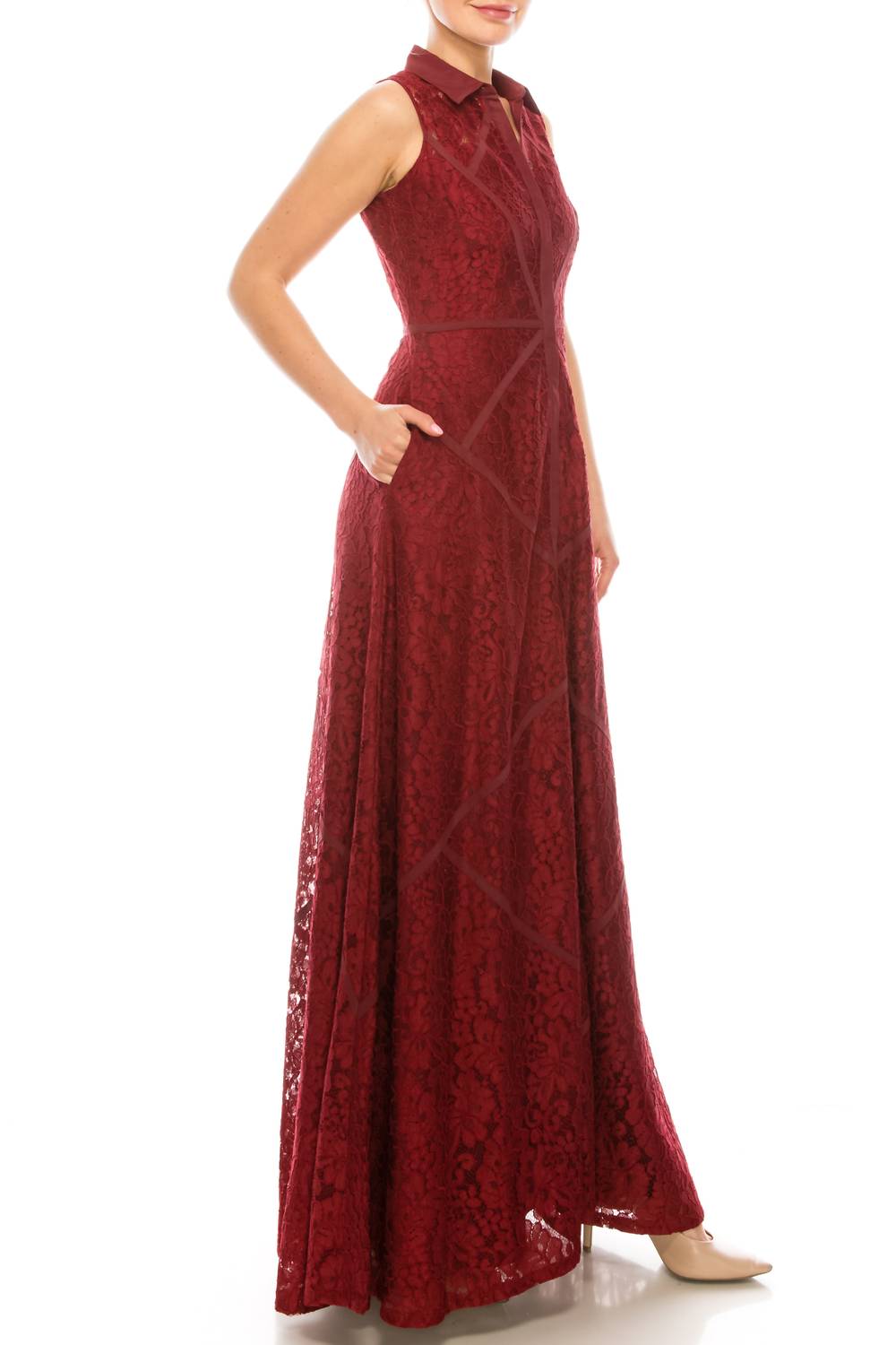 Aidan Mattox - Sleeveless Piping Detail A-line Dress