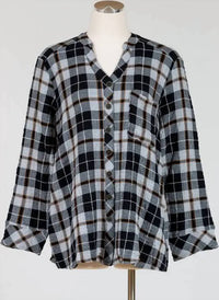 Habitat - Plaid Mandarin Collar Shirt