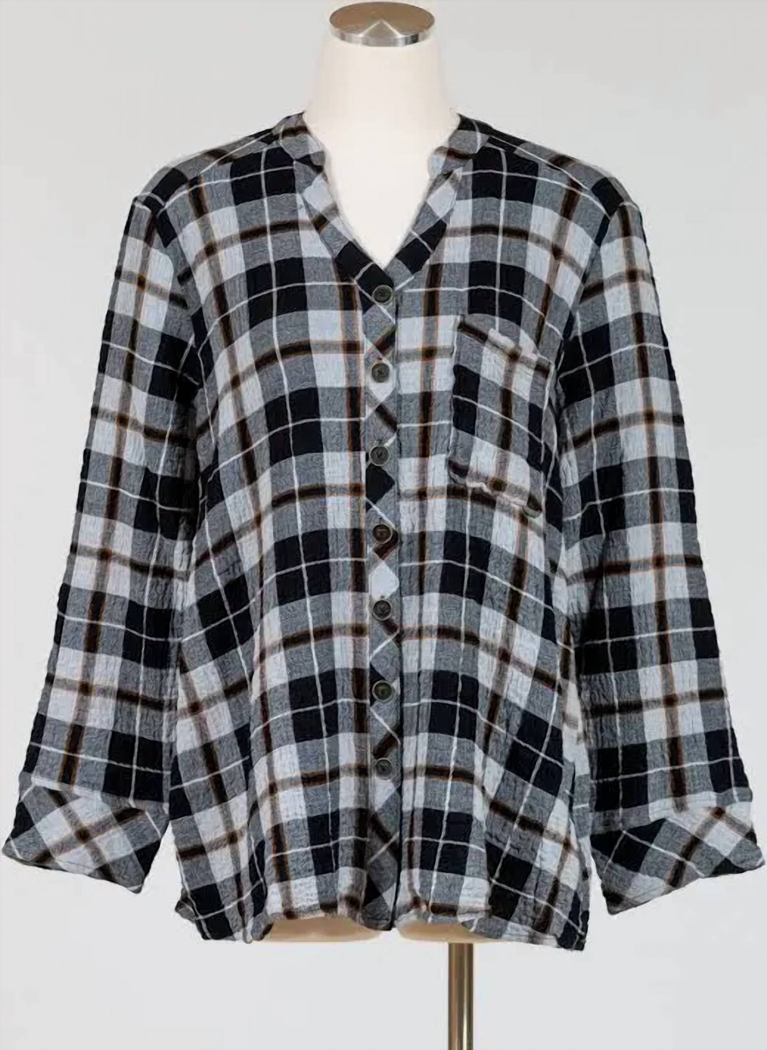 Habitat - Plaid Mandarin Collar Shirt