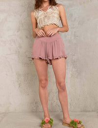 Pol - Elastic Waistband Knit Ruffle Delight Shorts