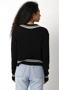 Olivaceous - Cable Collared Sweater