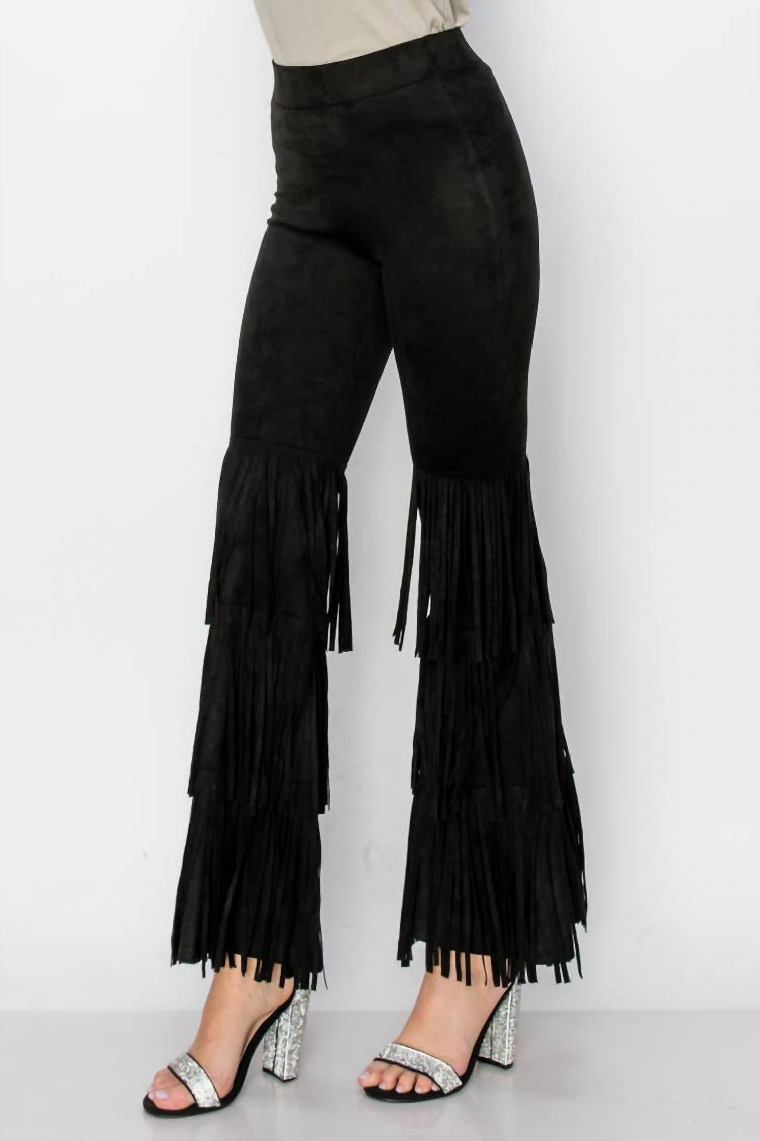 Vocal Apparel - Layered Fringe Suede Pants
