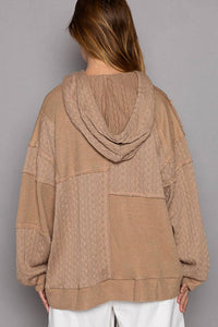 POL Balloon Sleeve Cut Sew Sweater Knit Top in mocha - women's top - detail view