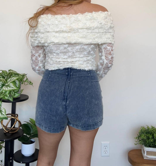 Promesa - 3d Floral Off The Shoulder Sheer Top