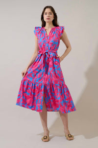 Sugarlips - Meira Floral Charlotte Button Midi Dress