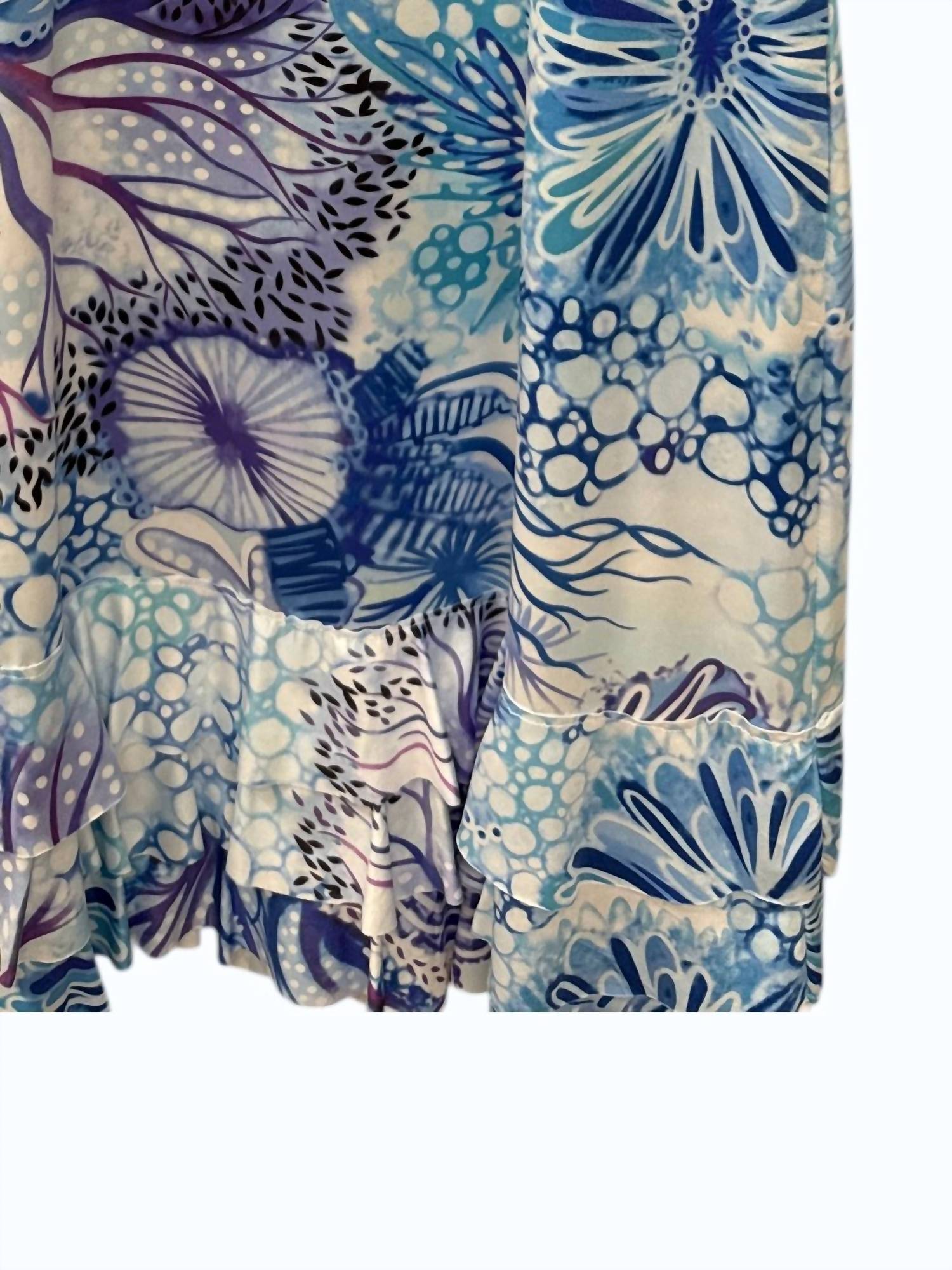 Tango Mango Women's Ruffle Hem Dress in blues violet - women's dress - detail view