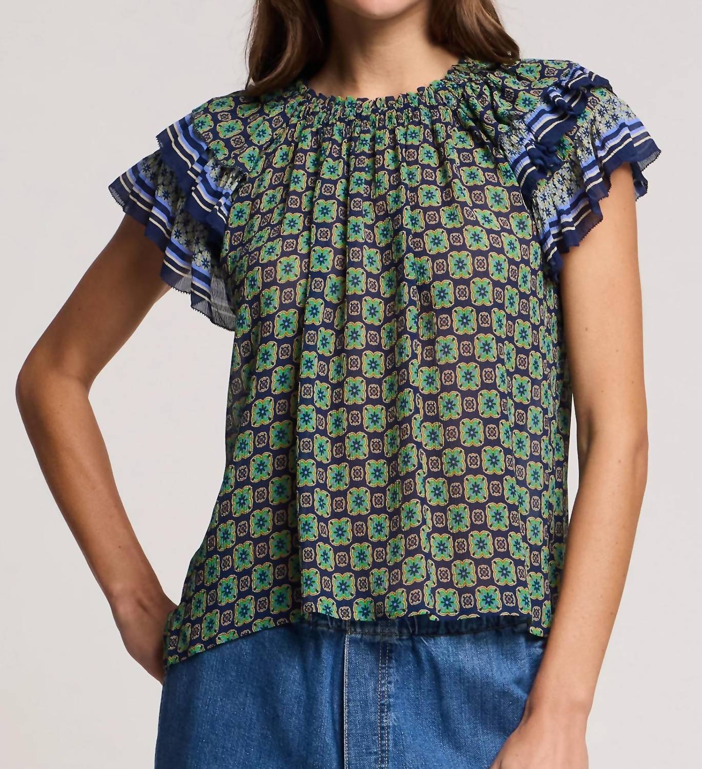 Velvet By Graham & Spencer - Dahlia Border Print Top