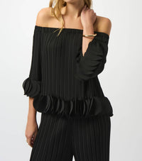 Joseph Ribkoff - Georgette Off Shoulder Pleated Top