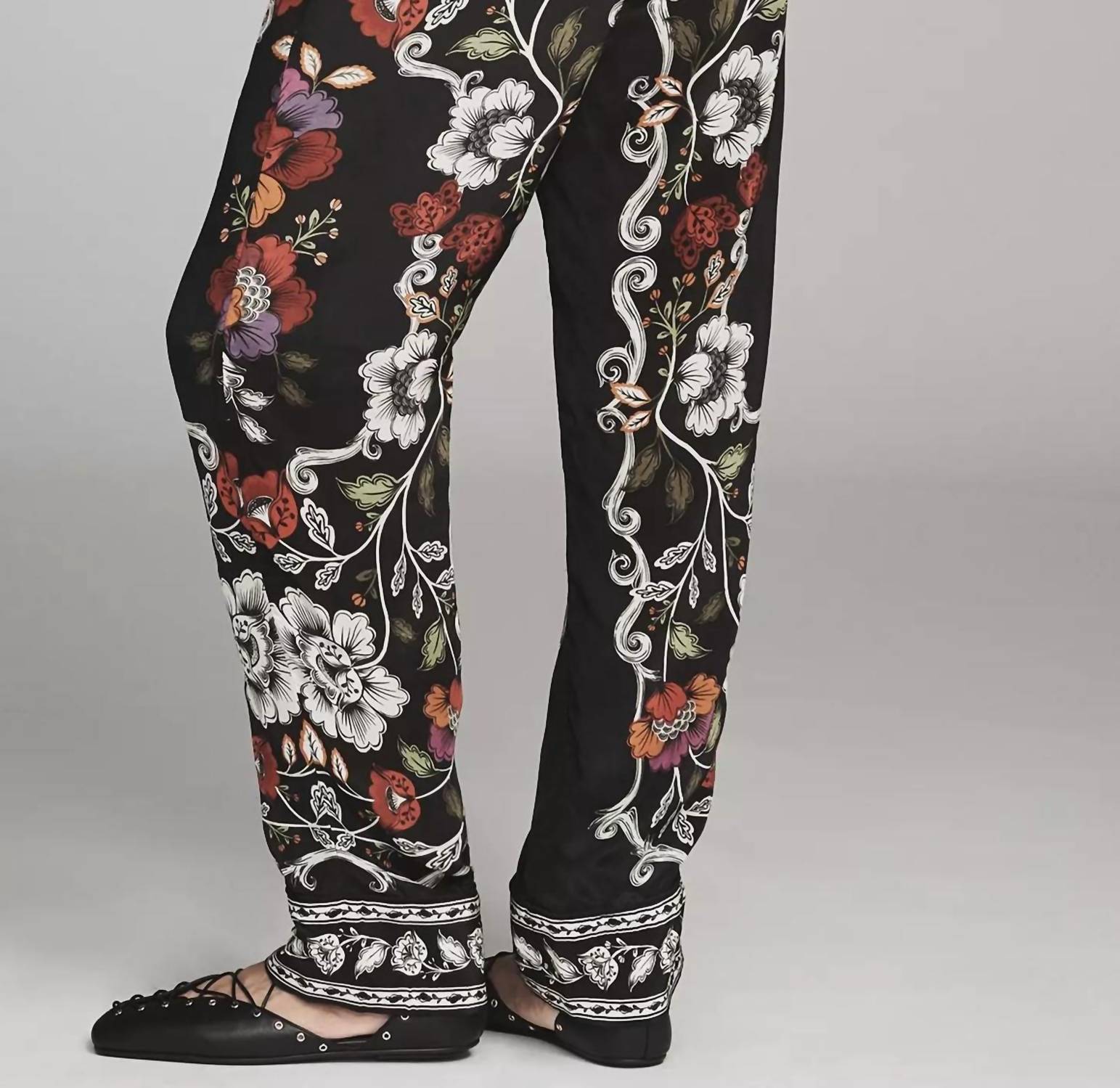FARM RIO Rococo Flowers Pants in black - women's pants - detail view