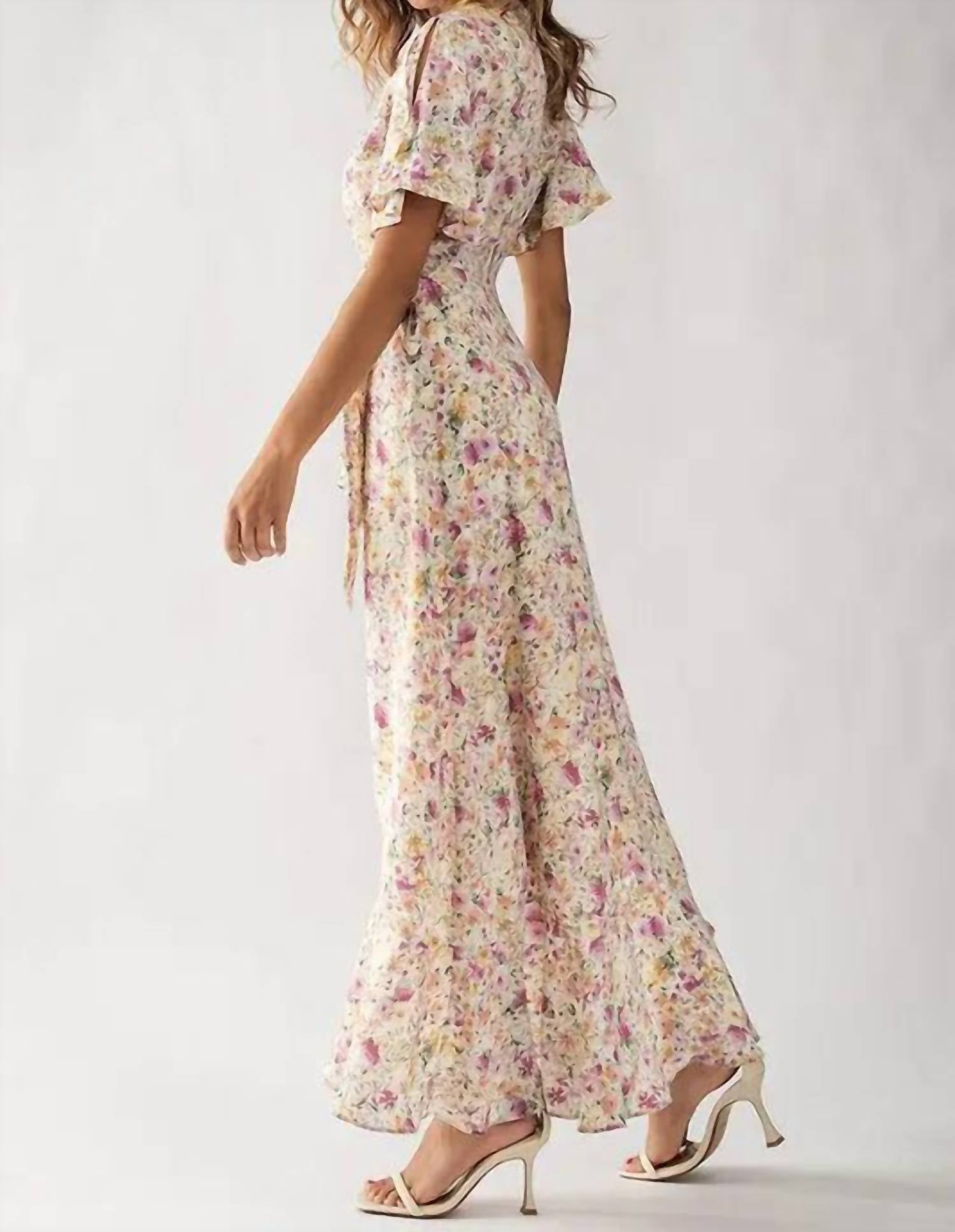 Urban Daizy - Floral Asymmetrical Wrap Maxi Dress