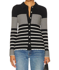 Rails Aurelia Sweater in black ivory stripe - women's cardigan