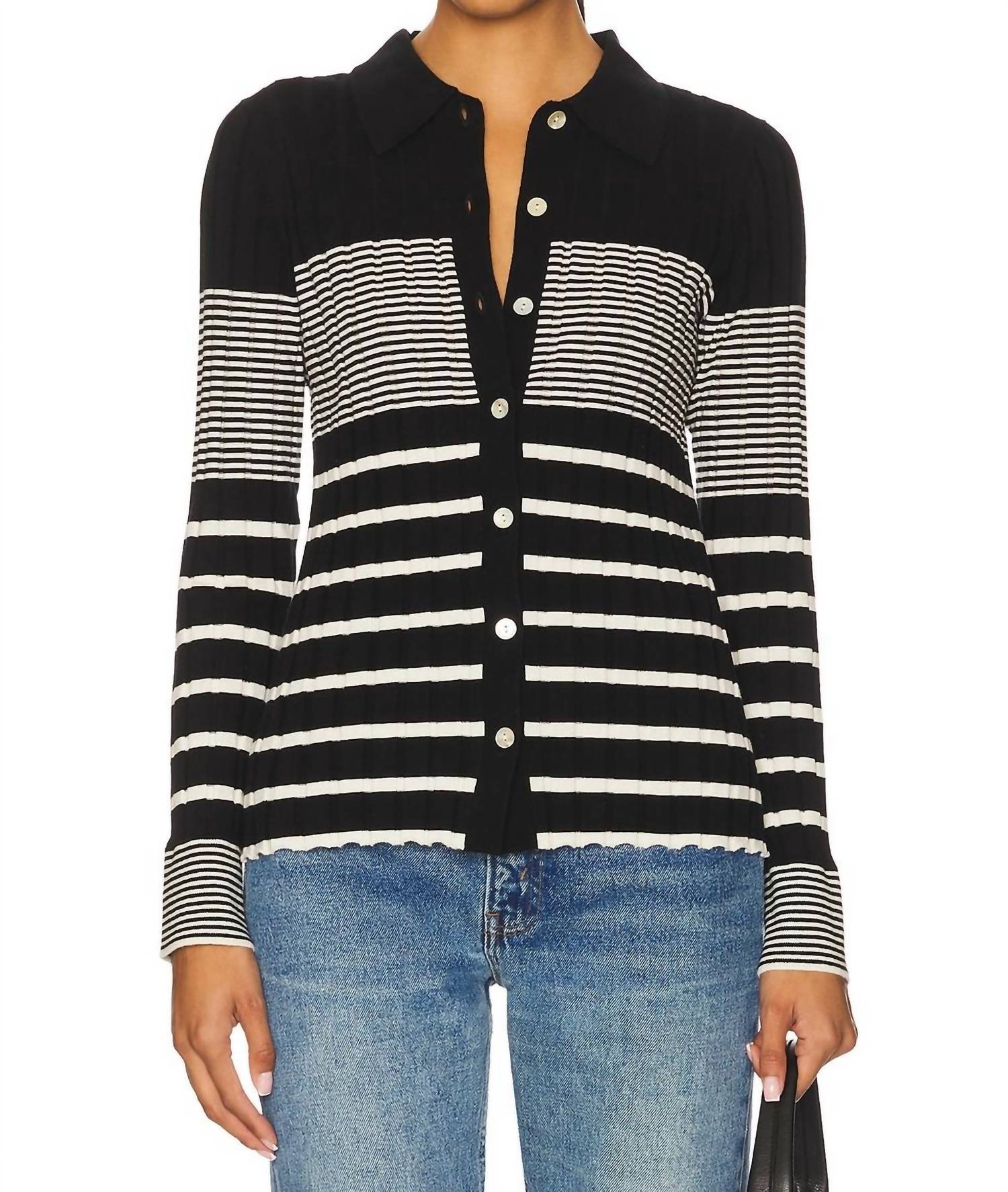 Rails Aurelia Sweater in black ivory stripe - women's cardigan