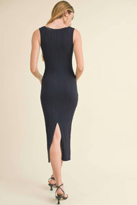 Miou Muse - Rib Knit Sleeveless Midi Dress