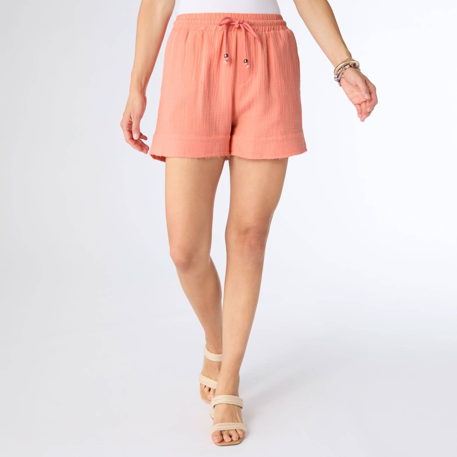 COCO + CARMEN Elayna Gauze Shorts in coral - women's shorts