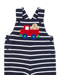 Florence Eiseman - Kid's Stripe French Terry Knit Football Truck Jumpsuit