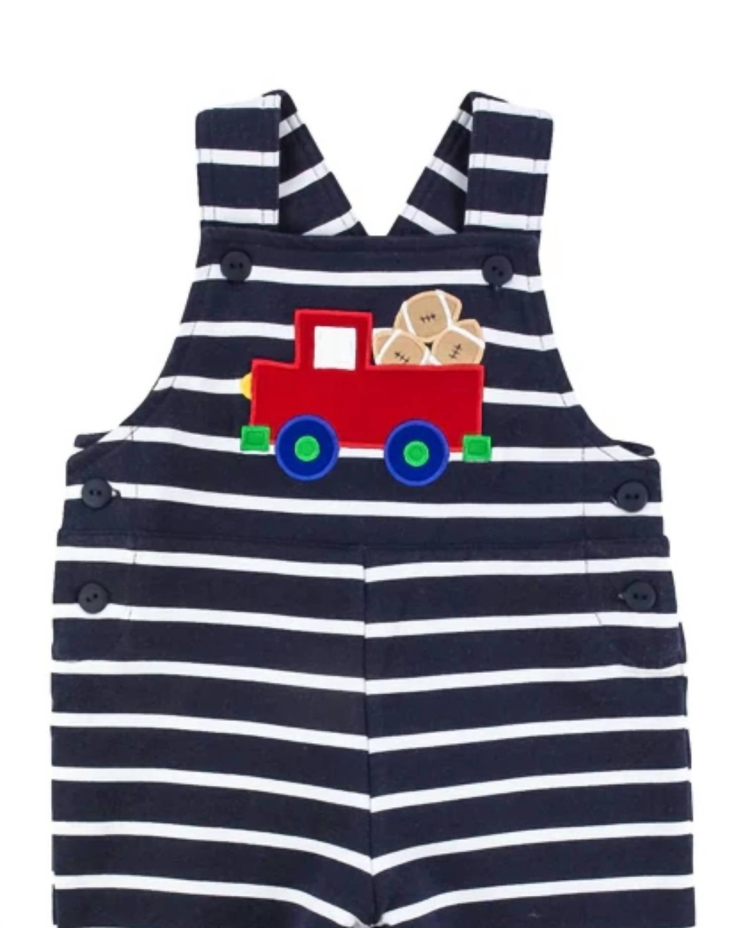 Florence Eiseman - Kid's Stripe French Terry Knit Football Truck Jumpsuit