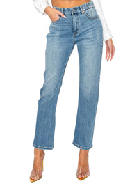 Artemis Vintage Tummy Control High Rise Straight Jeans in medium stone wash - women's jeans