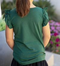 Tickled Teal - Girl's Ruffle Sleeve Blouse