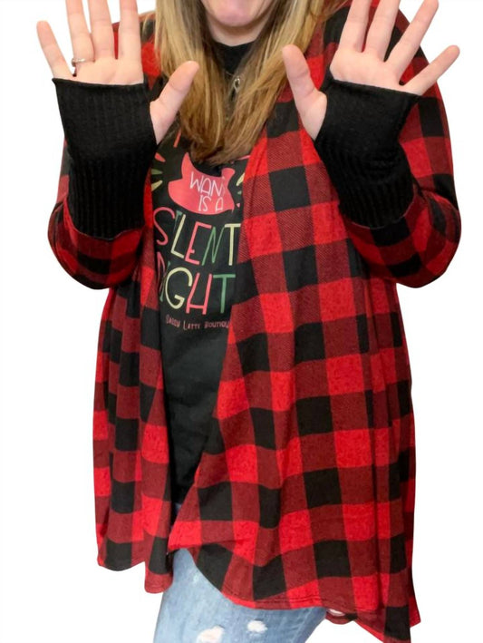 Blakeley - Buffalo Plaid Drape Front Cardigan
