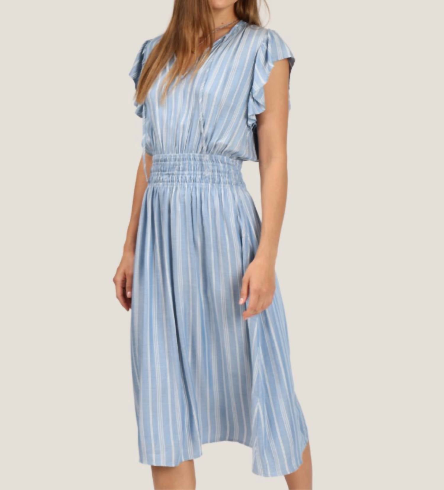 Dylan Westin Stripe Dress in denim den - women's dress - alternate view