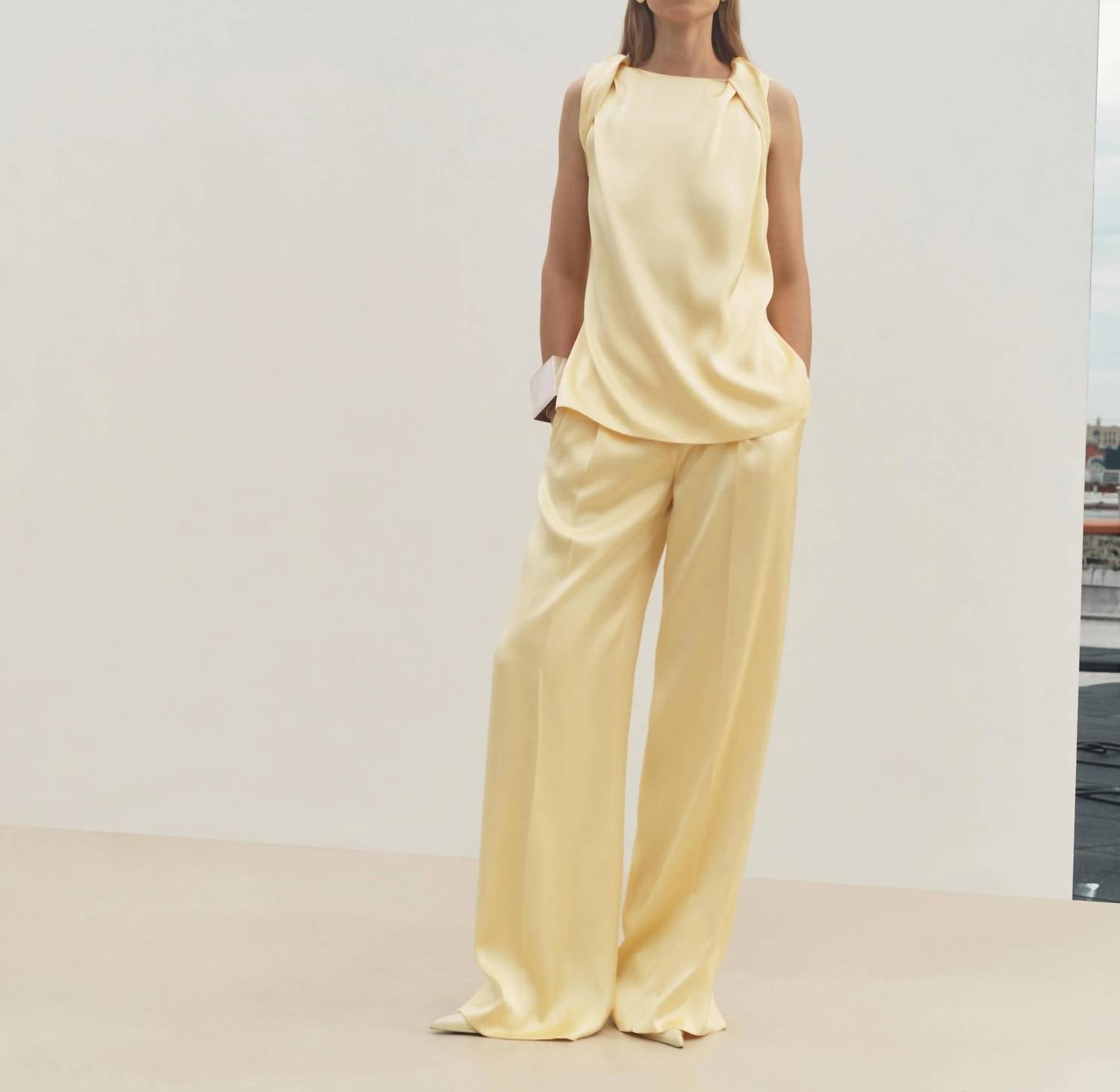 Another Tomorrow - Satin Pleated Trouser
