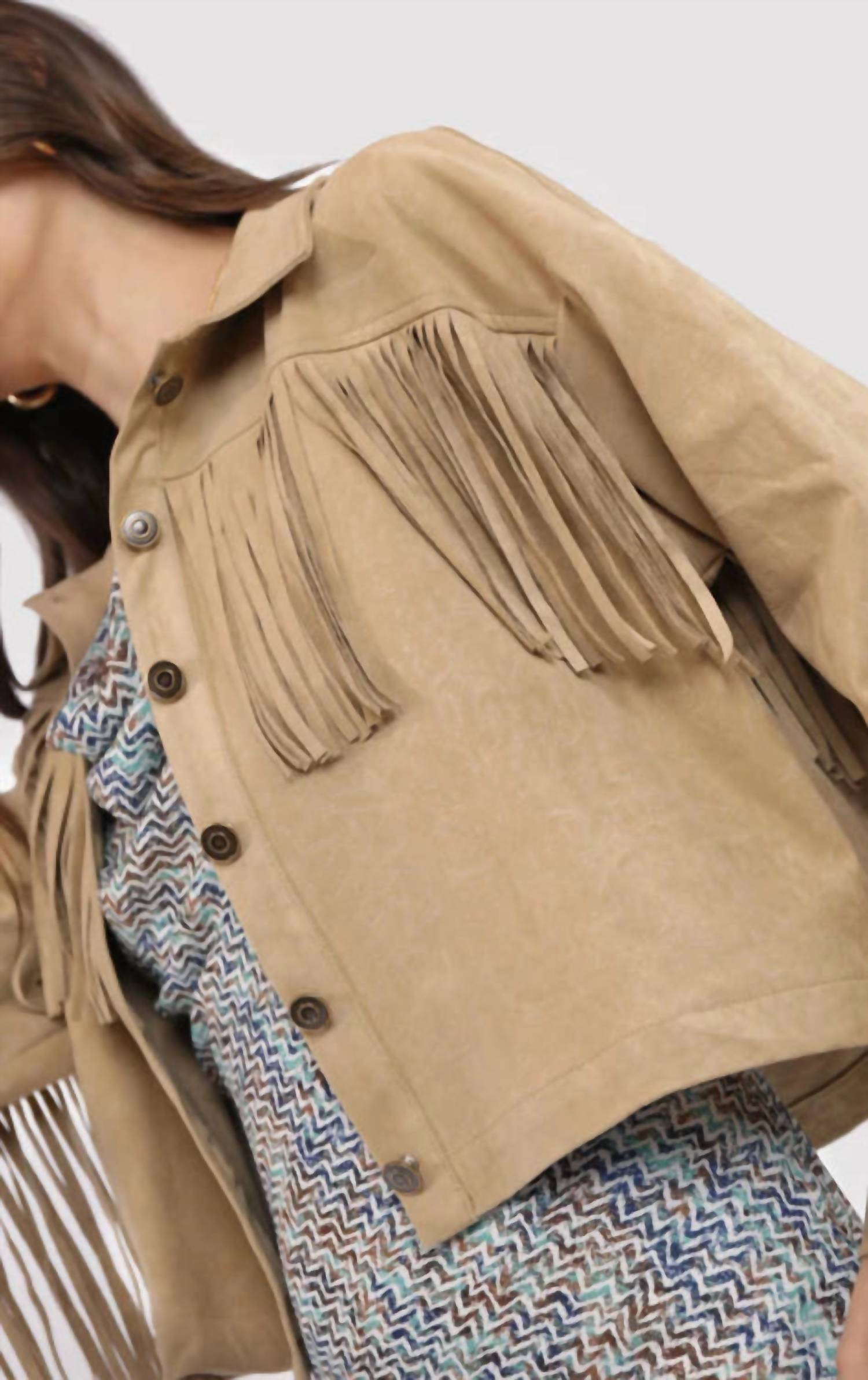 Sadie & Sage - Groove Faux Suede Fringe Jacket