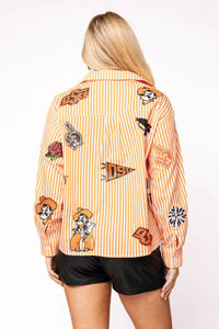 Queen Of Sparkles - Oklahoma State Mini Icon Striped Button Down