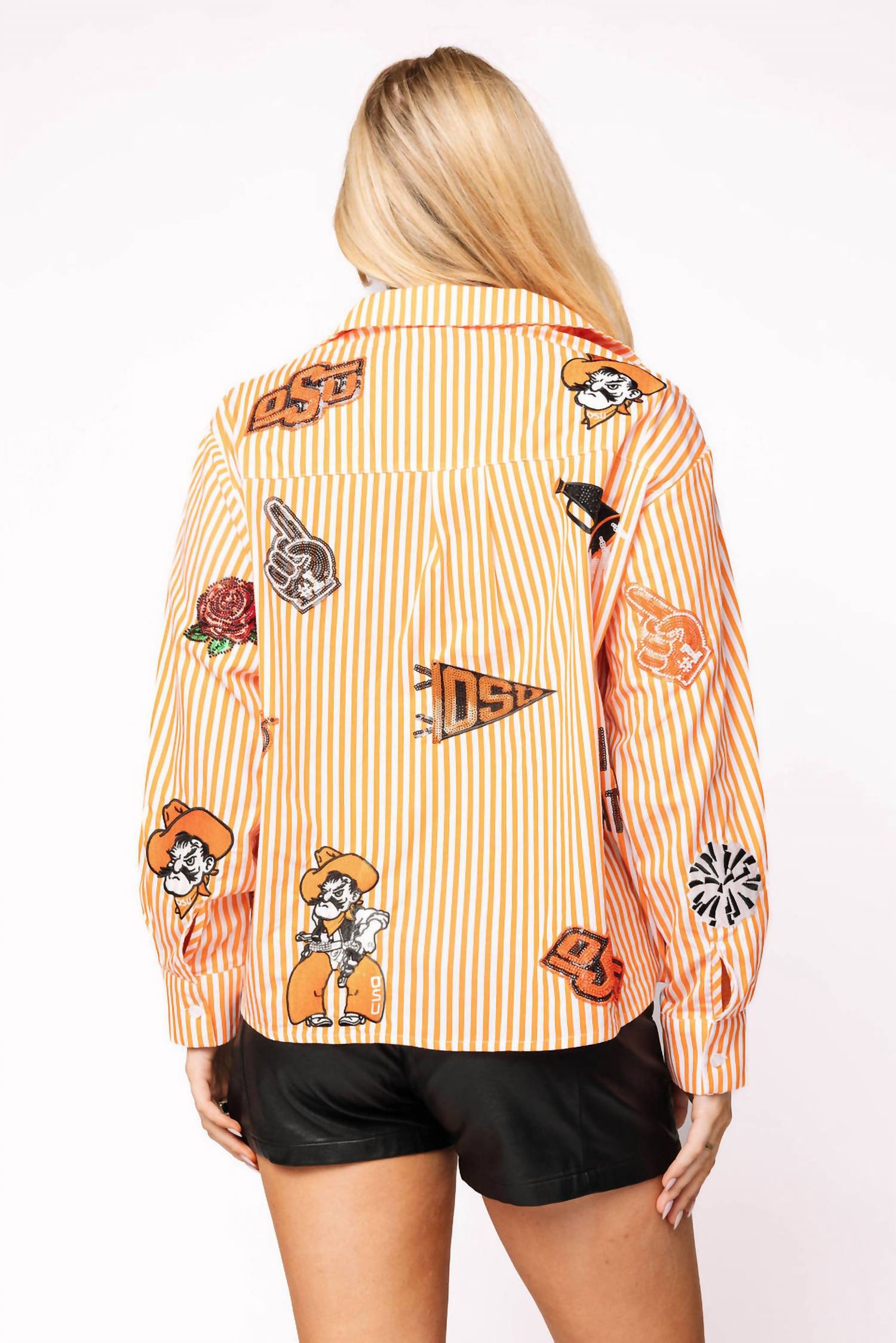 Queen Of Sparkles - Oklahoma State Mini Icon Striped Button Down