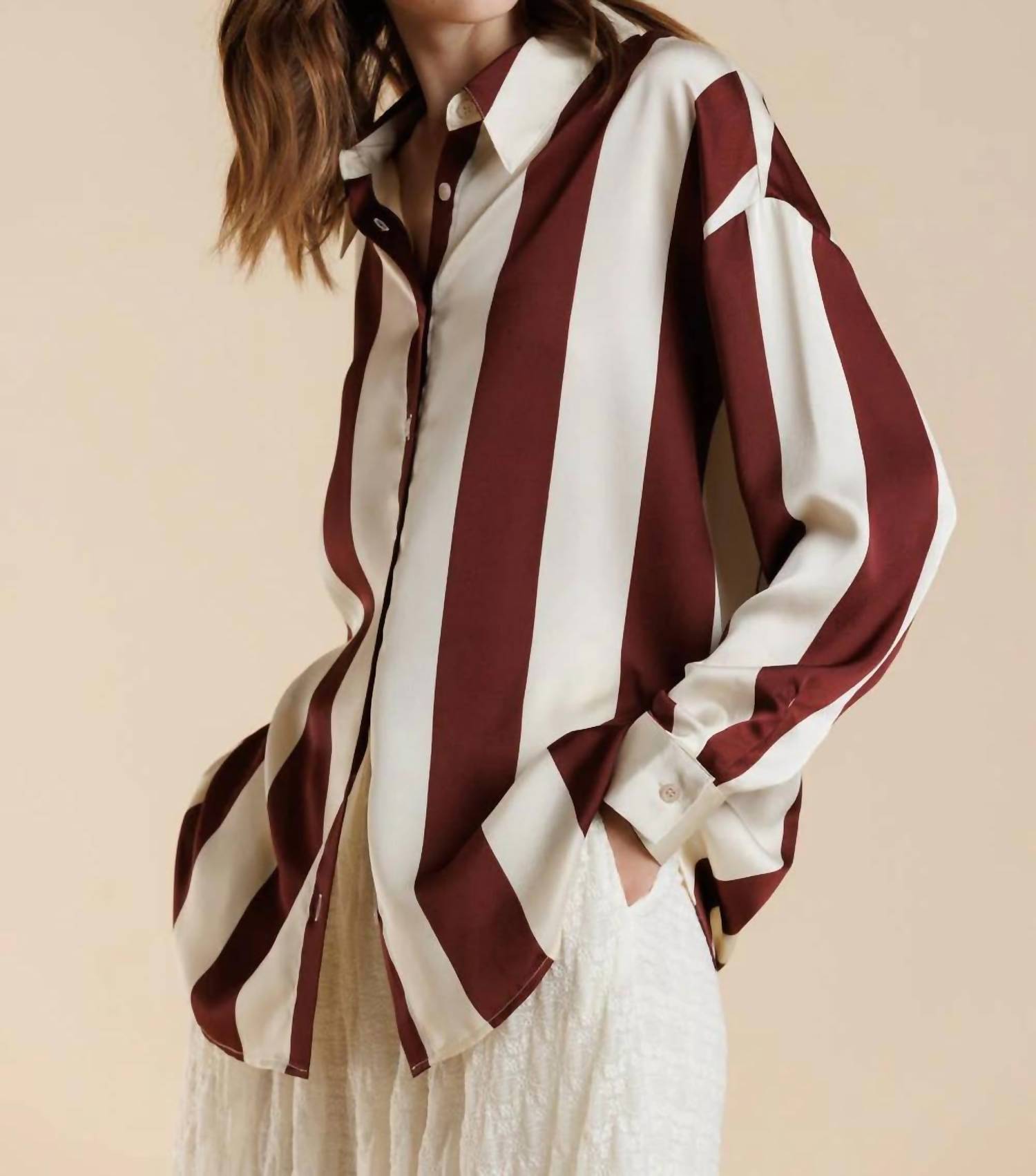 A & She - Zoe Button Down Long Sleeve Shirt