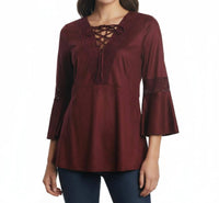 Ryu - Lace Detail Faux Suede Top
