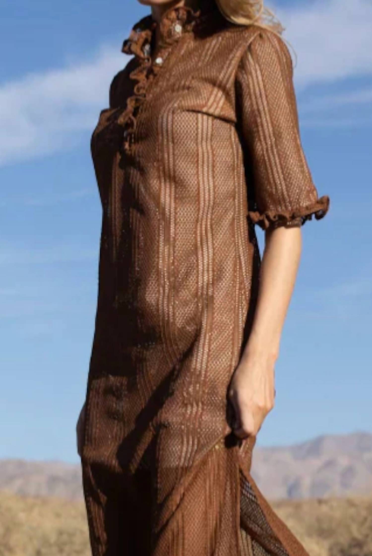 Never A Wallflower - Ruffle Collar Maxi Dress
