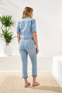Tribal - Calyx Comfort Stretch Elbow-sleeve Denim Jacket - Plus