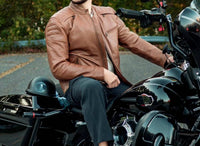 First Mfg Co. - Men's Crusader Motorcycle Leather Jacket - Plus