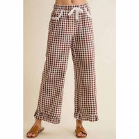 So Me - Gingham & Lace Ruffle Pant