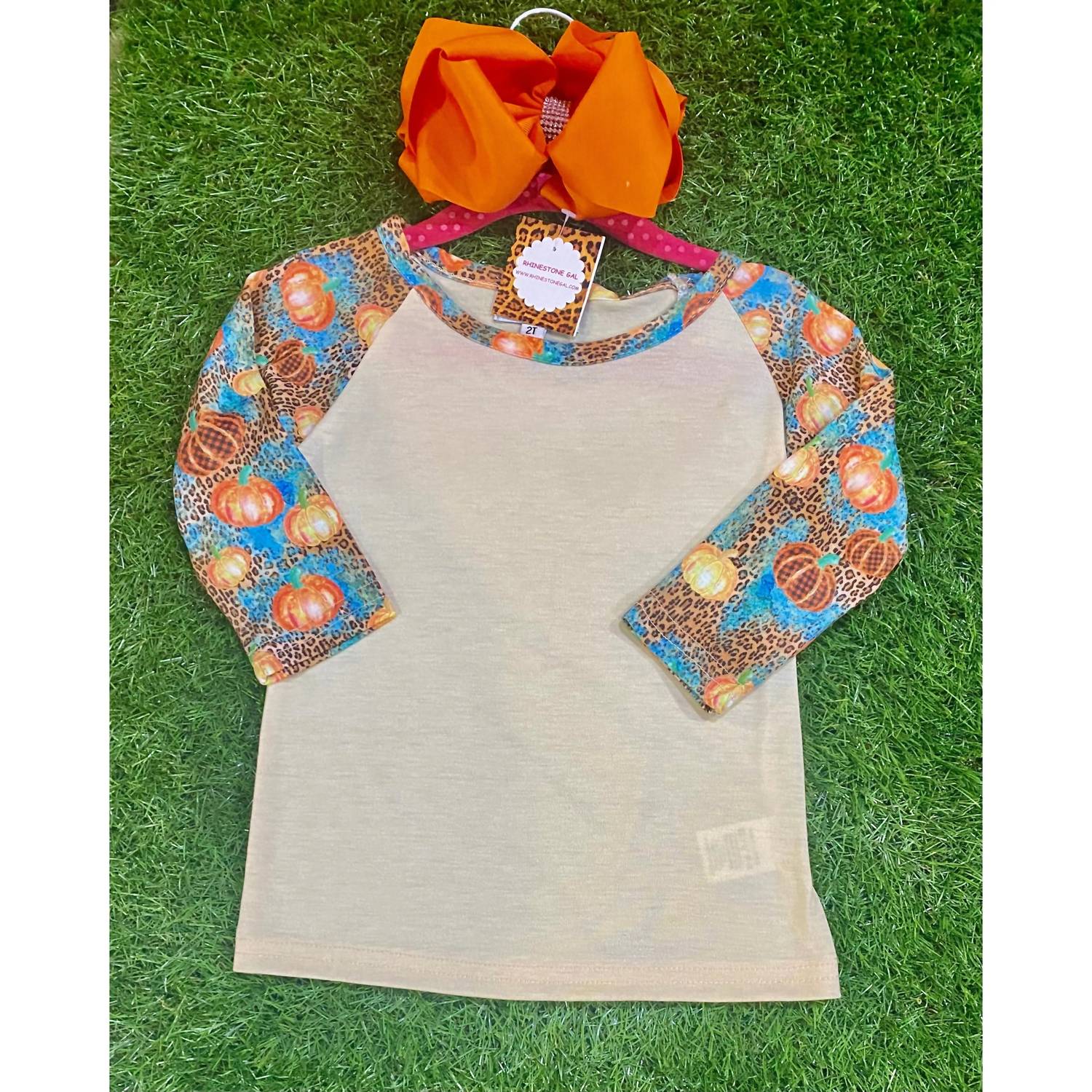 Prissy Jane - Girl's Pumpkin Raglan Top